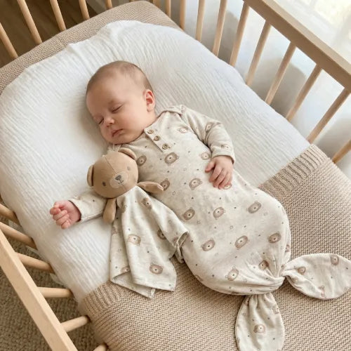 👶 Grenouillère Bébé et Son Doudou Assorti – Pyjama Bébé Doux et Réconfortant