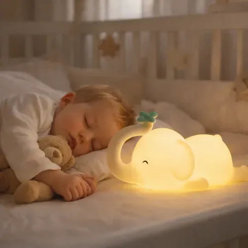 Veilleuse éléphant LED rechargeable avec minuterie pour chambre bébé