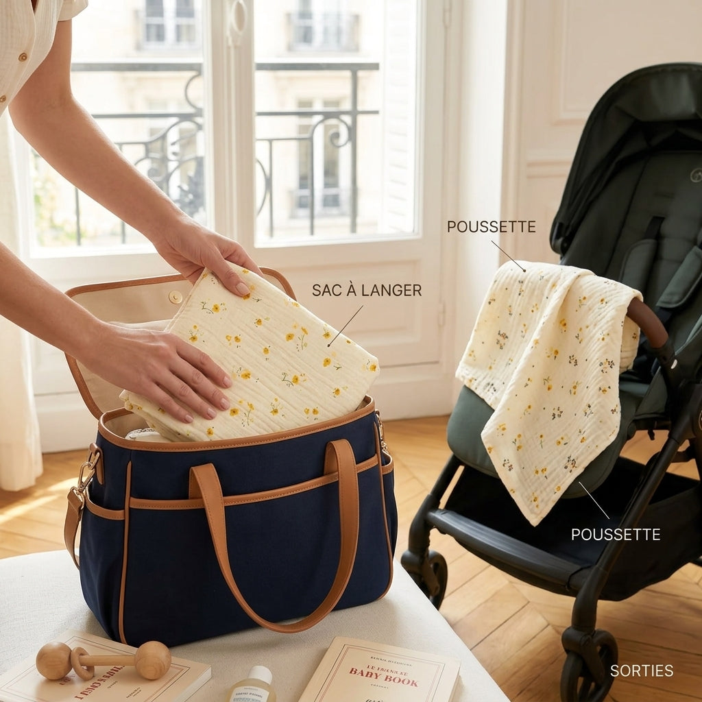 Elle se plie dans le sac à langer.
