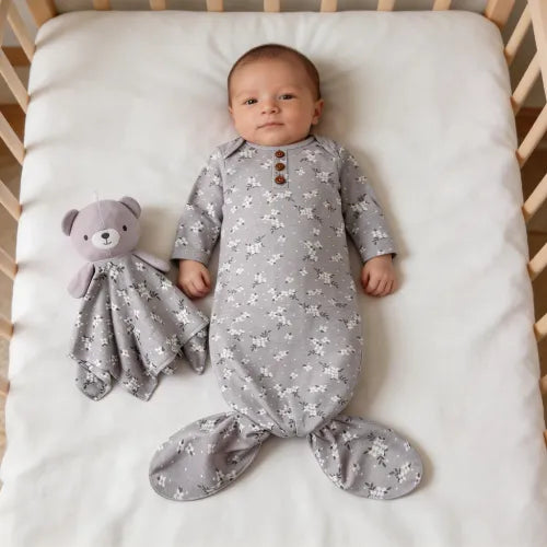 👶 Grenouillère Bébé et Son Doudou Assorti – Pyjama Bébé Doux et Réconfortant