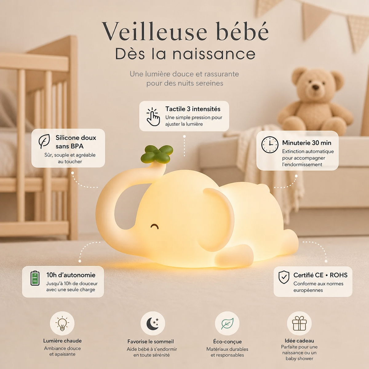 Jusqu’à 10 heures d’autonomie.